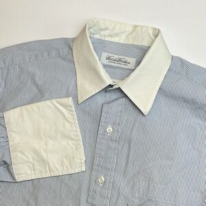 Brooks Brothers Tuxedo Shirt Mens 15.5 35 Contrast Blue White Grid French Cuff